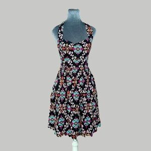 retro vamp cotton knit halter graphic floral mini party dress 0 Edme & Esyllte